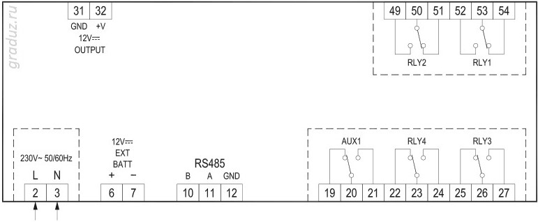 Схема подключения блока RYB01M